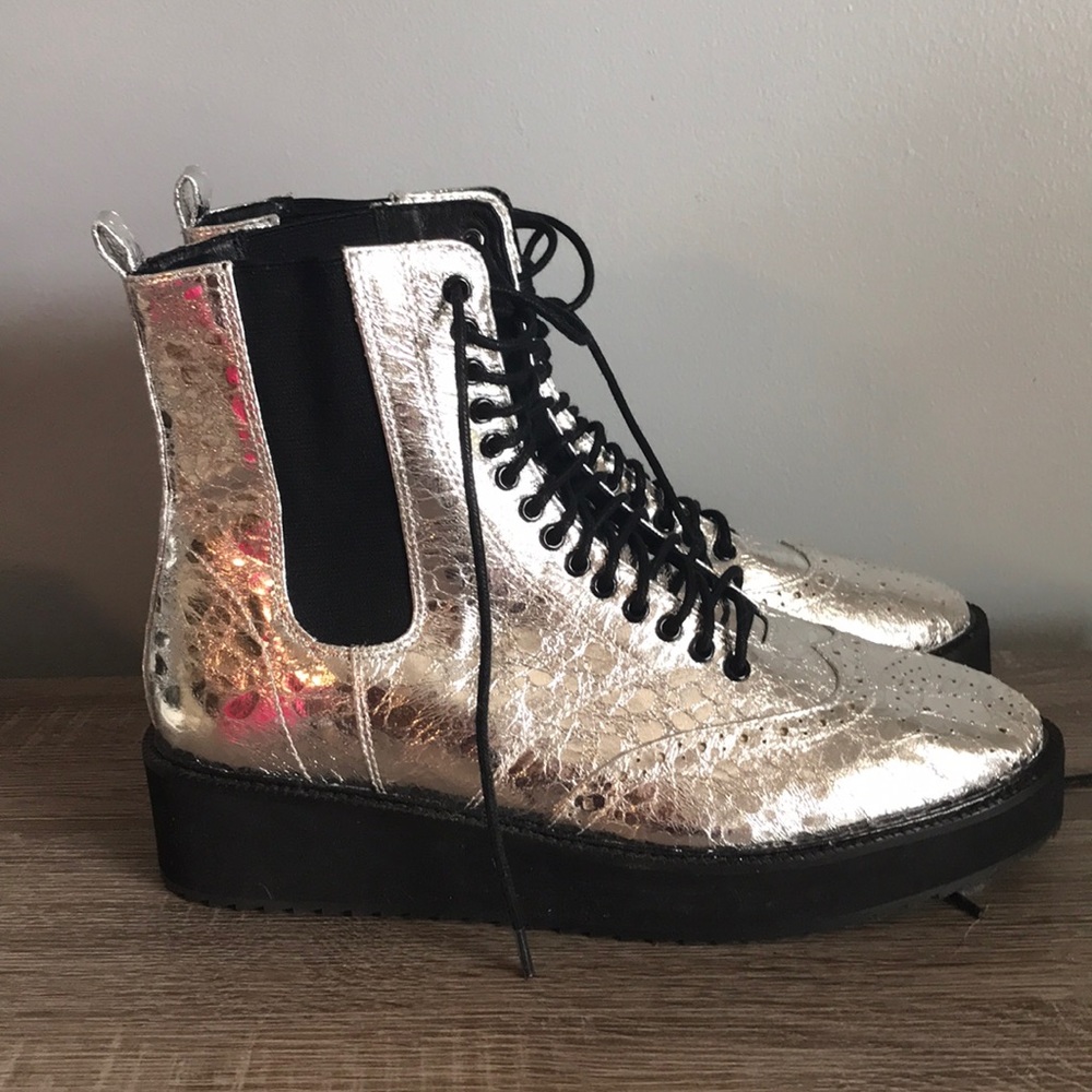 Silver booties ( never worn)